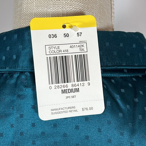NWT Miss Elaine Essentials Teal Sleep Lounge Button Down Top Size M - Picture 8 of 10